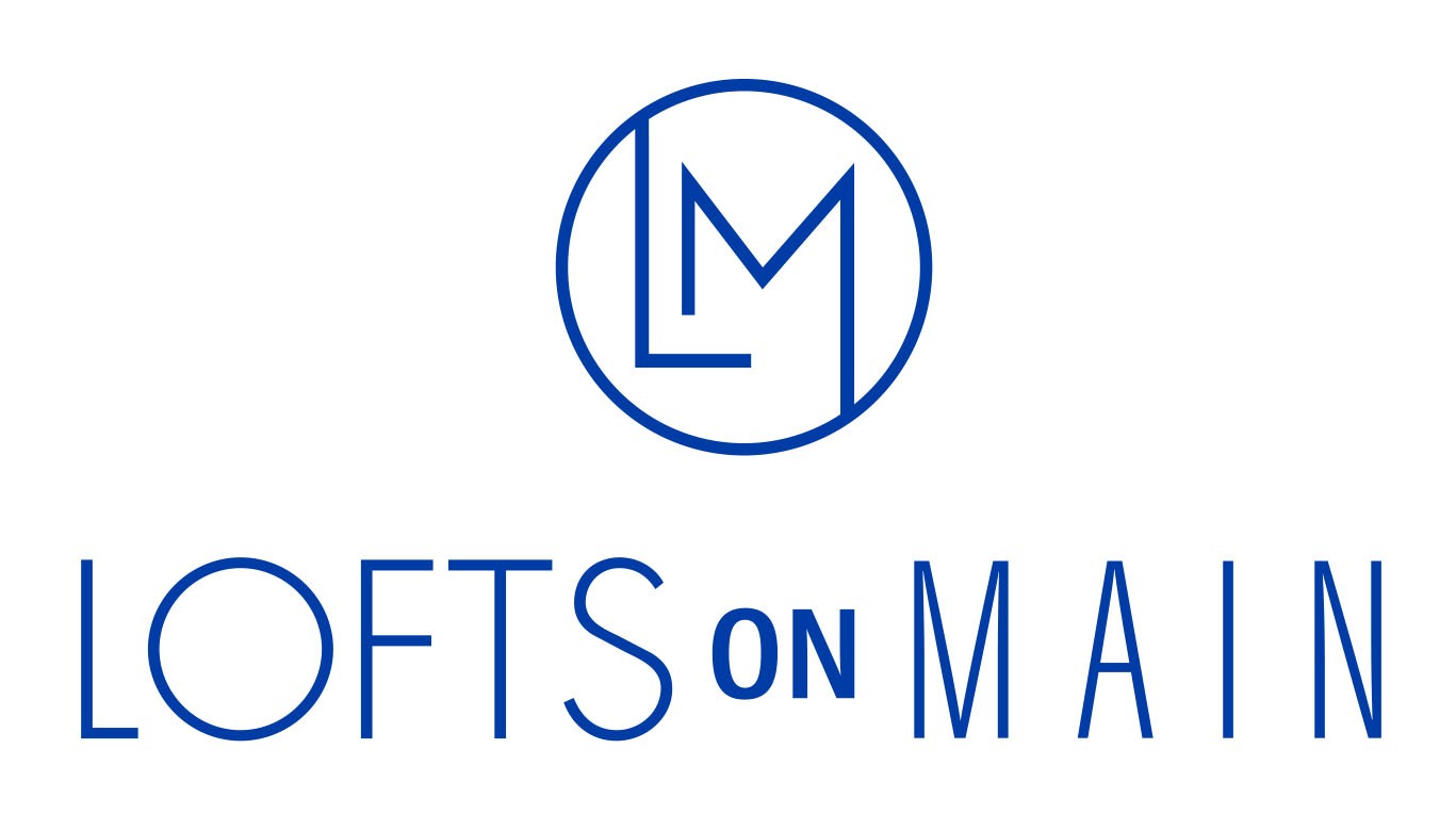 A blue logo with the words "LOFTS ON MAIN" below it.